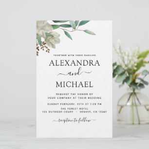Papier Budget Magnolia Eucalyptus Faire-part de mariage