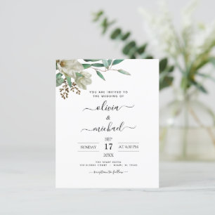 Papier Budget Magnolia Eucalyptus Faire-part de mariage
