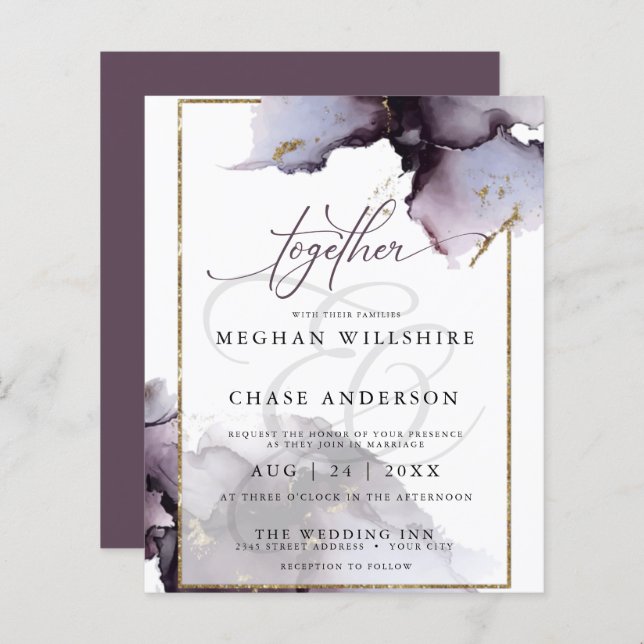 Papier Budget Mais Beau Améthyste Abstrait Violet (Devant / Derrière)