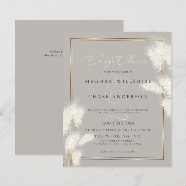 Papier Budget mais belle élégante Pampas ivoire Grass (Devant / Derrière)