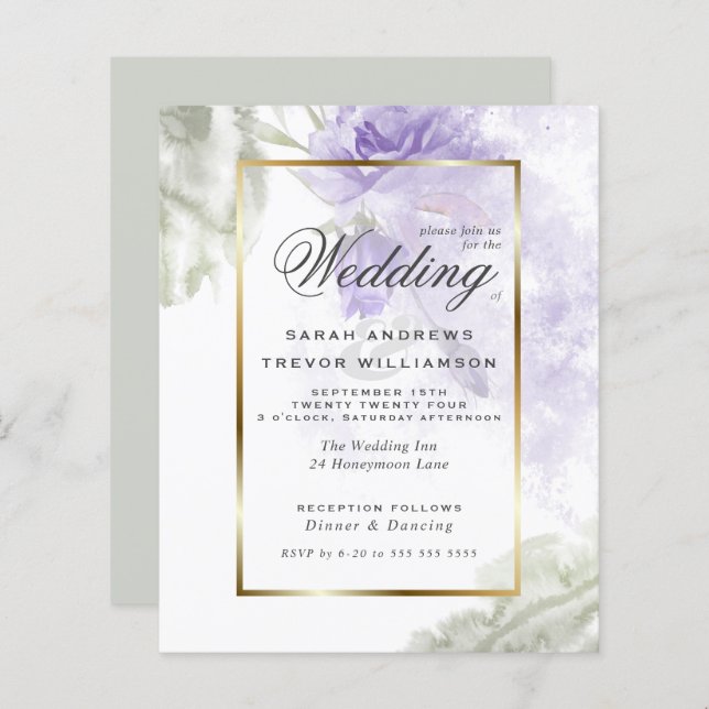 Papier Budget mais belle Rustique Lilac violet Roses (Devant / Derrière)