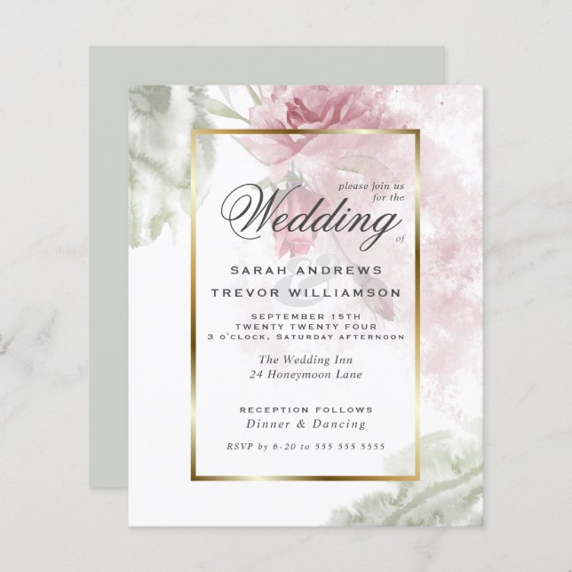 Papier Budget mais belles roses roses rustiques rustiques (Devant / Derrière)