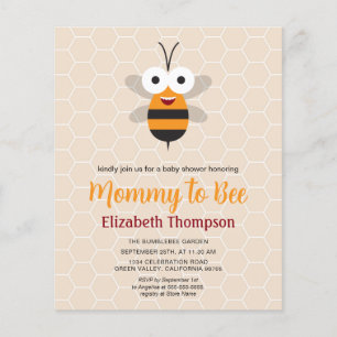 Papier Budget Maman to Be Honey Bee Baby shower Invitatio