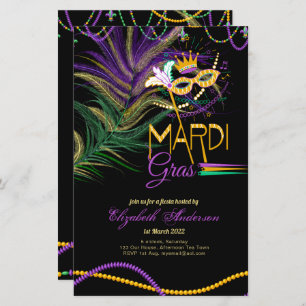 Papier BUDGET MARDI GRAS 2022! ! Plumes perles Masque