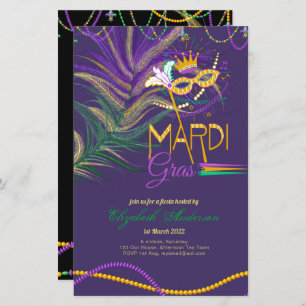 Papier BUDGET MARDI GRAS 2022! ! Plumes perles Masque