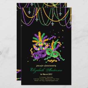 Papier BUDGET MARDI GRAS 2023! ! Plumes perles Masque