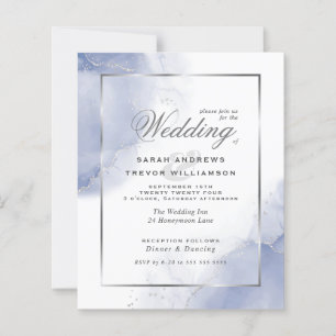 Papier Budget Mariage Cornflower Bleu Argent Abstrait
