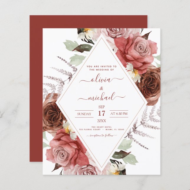 Papier Budget Mariage de automne Automne Floral Eucalyptu (Devant / Derrière)
