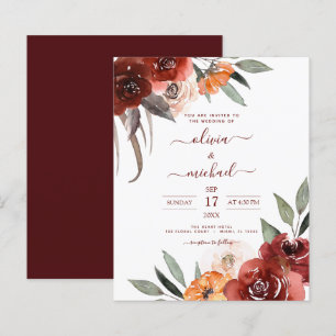 Papier Budget Mariage de automne Bourgogne Floral