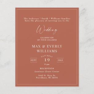 Papier Budget Mariage de la cannelle Invitation de fête