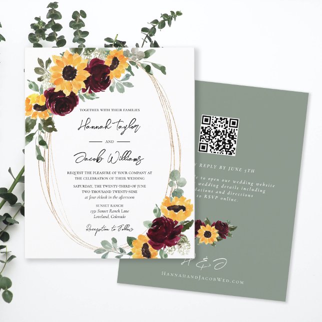 Papier Budget Mariage de tournesol QR Code RSVP Invitatio (Créateur téléchargé)