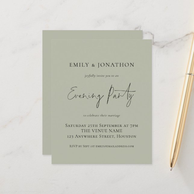 Papier Budget Mariage d'escalier léger Invitation de soir (Devant/Arrière en situation)