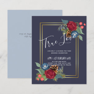 Papier BUDGET Mariage d'hiver Bourgogne Turquoise Bleu mo