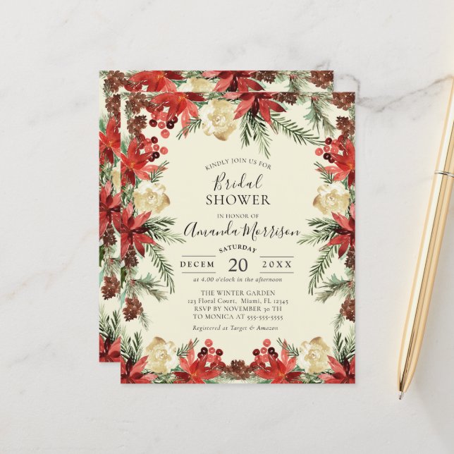 Papier Budget Mariage d'hiver Fête des mariées de Noël (Devant/Arrière en situation)
