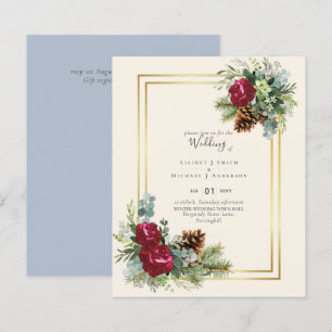 Papier BUDGET Mariage d'hiver Roses bordeaux Eucalyptus