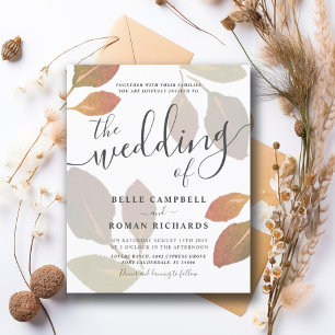 Papier budget Mariage Feuillage Aquarelle Orange Brûlé