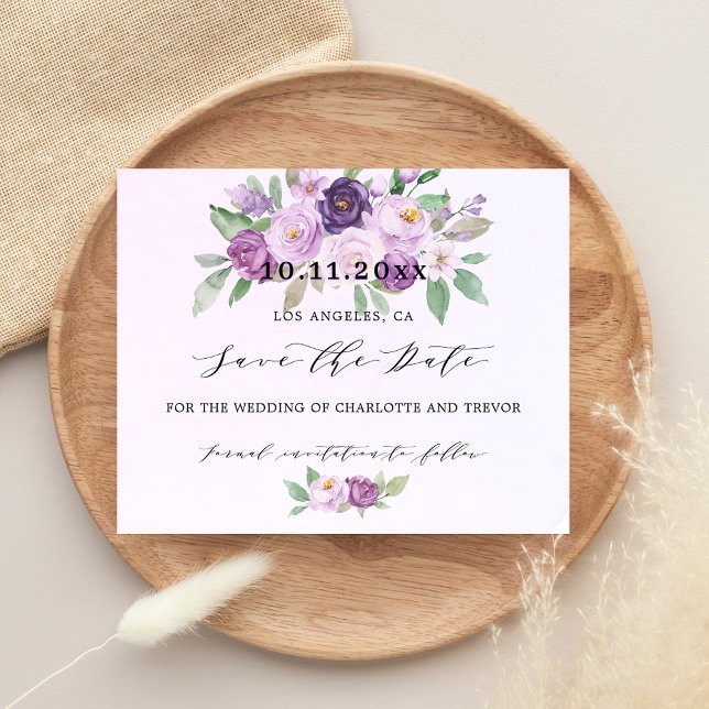 Papier budget mariage fleurs violet enregistrer la date (Créateur téléchargé)