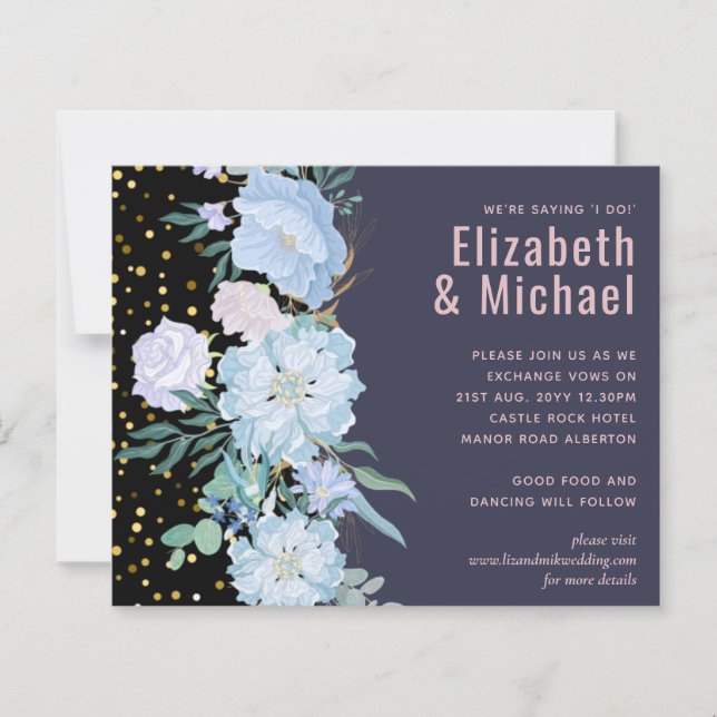 Papier Budget Mariage floral rose pâle bleu (Devant)