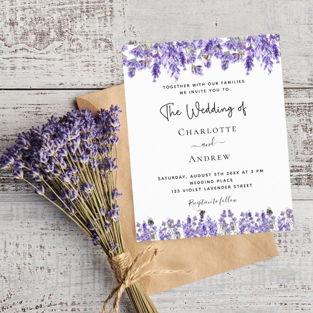 Papier Budget mariage lavande violet invitation florale (Créateur téléchargé)