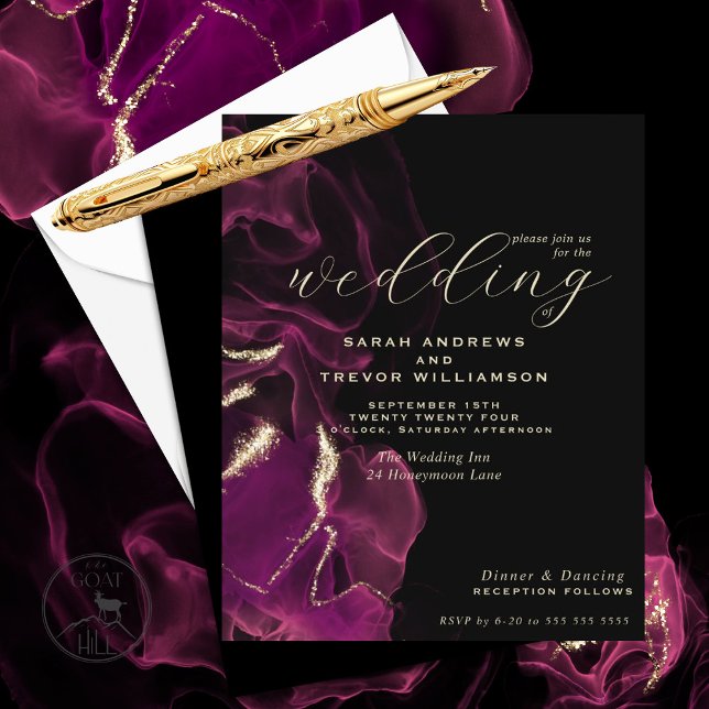 Papier Budget Mariage Magenta Magenta Encre d'alcool merv (Créateur téléchargé)