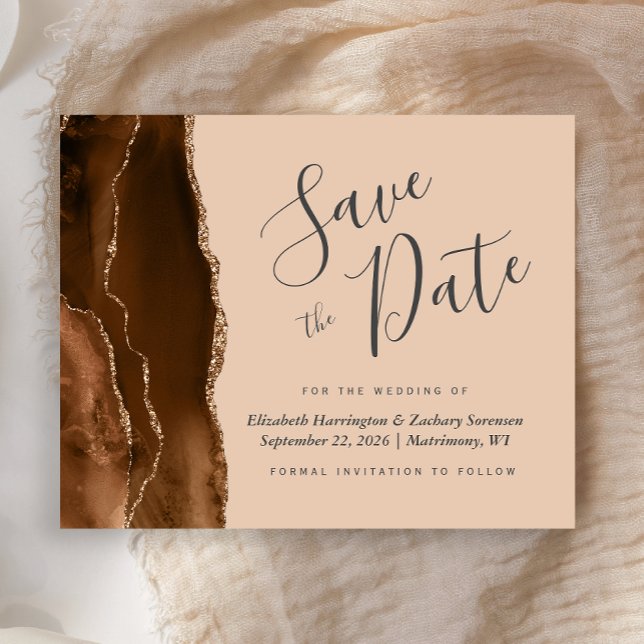 Papier Budget Mariage Marron Agate Brun Clair Enregistrer (Créateur téléchargé)