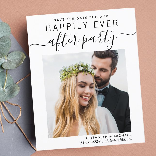 Papier Budget Mariage Réception Photo Enregistrer La Date (A stylish save the date announcement for a reception to celebrate your elopement or private wedding)