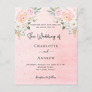 Papier Budget mariage rose pâle fleuri médias sociaux