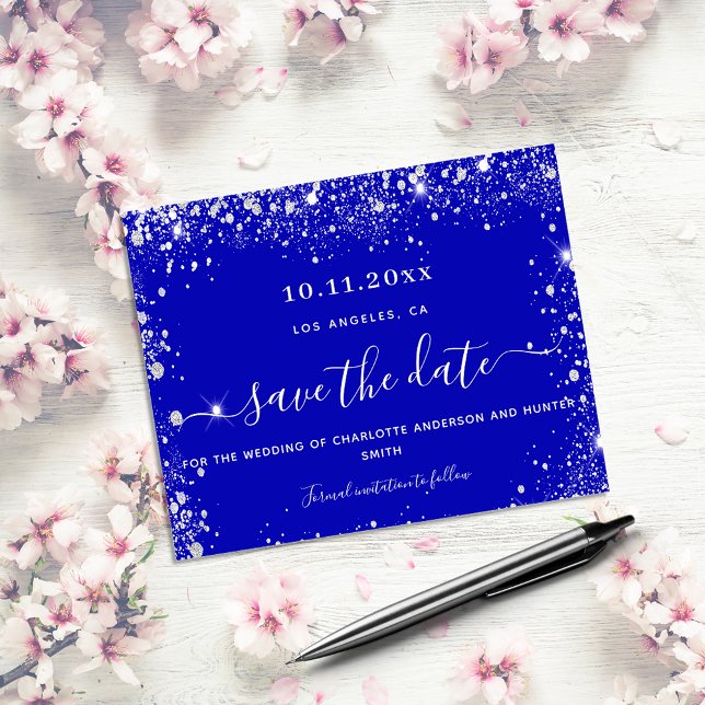 Papier Budget mariage royal bleu argent parties scintilla (Créateur téléchargé)