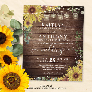 Papier Budget Mariage Rustique Bois Sunflower Lumières Ja