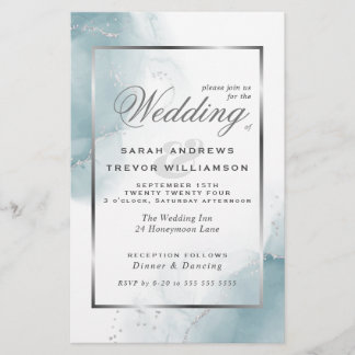Papier Budget Mariage Turquoise Bleu Argent Abstrait