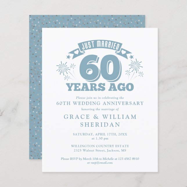 Papier Budget Marié 60e anniversaire Invitation (Devant / Derrière)