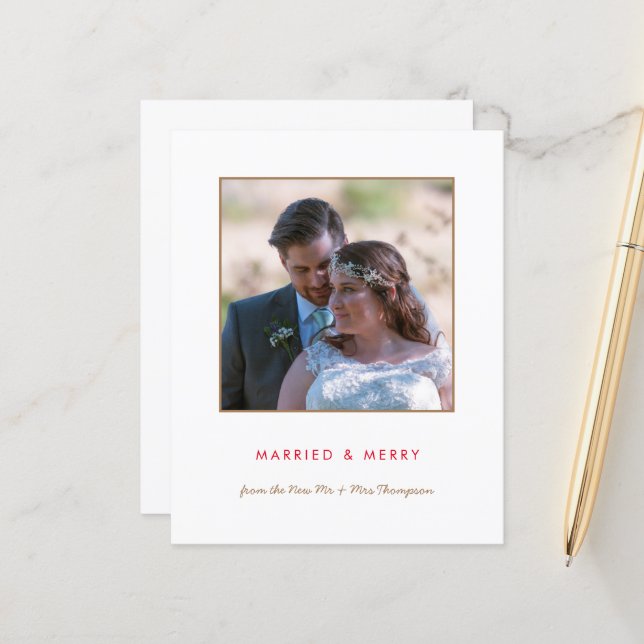 Papier Budget | Marié et Joyeux Noël photo (Devant/Arrière en situation)