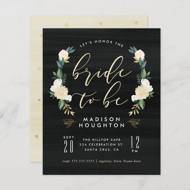 Papier Budget Mariée Pour Être Script Fête des mariées Fl (Devant / Derrière)