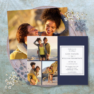 Papier Budget Marine Blue 4 Photos Faire-part de mariage