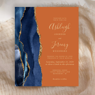 Papier Budget Marine Blue Agate Burnt Orange Mariage Invi