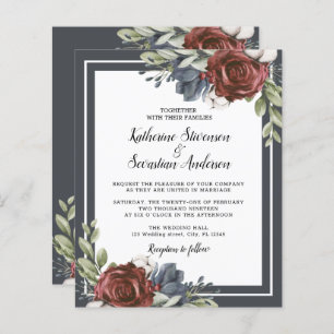 Papier Budget Marine Blue Dark Moody Floral Mariage Circu