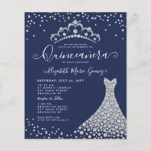 Papier Budget Marine Blue Diamond Sparkle Tiara Quinceane