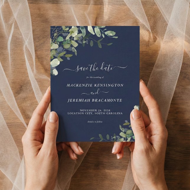 Papier Budget Marine Blue Eucalyptus Mariage Enregistrer  (Créateur téléchargé)
