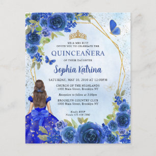 Papier Budget Marine Blue Floral Princesse Quinceañera Ph