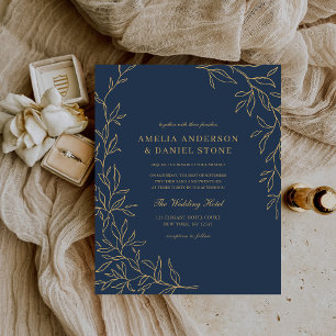 Papier Budget Marine Blue Gold Faire-part de mariage