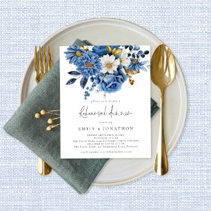 Papier Budget Marine Blue Gold Florals Dîner de répétitio