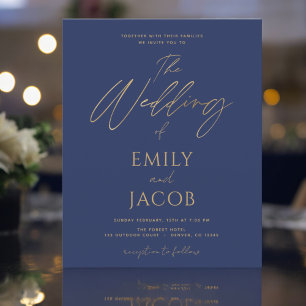 Papier Budget Marine Blue Gold Mariage Typographie modern