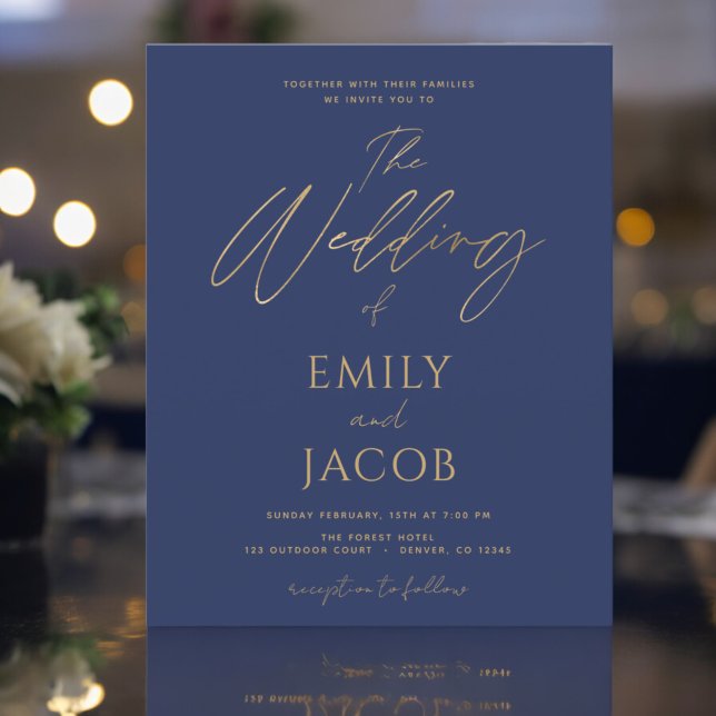 Papier Budget Marine Blue Gold Mariage Typographie modern (Créateur téléchargé)