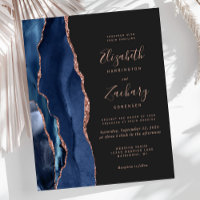 Budget Marine Blue Rose Gold Agate Dark Mariage