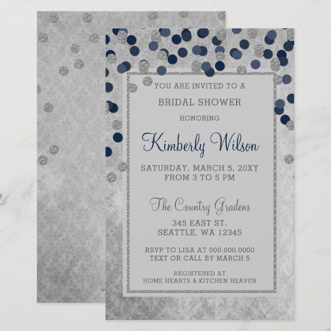 Papier Budget Marine Confetti Invitation à la douche nupt (Devant / Derrière)