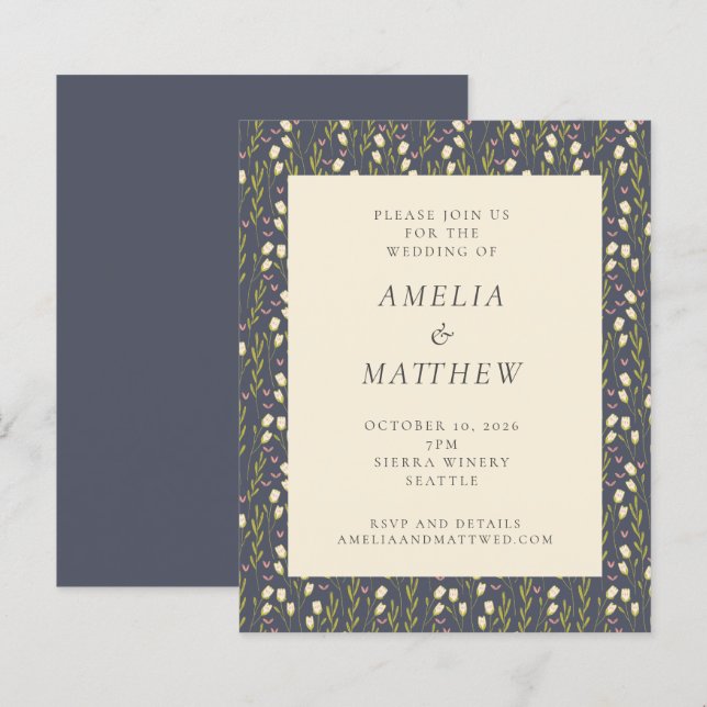 Papier Budget Marine Garden Floral Rustic Mariage Invitat (Devant / Derrière)
