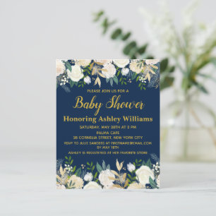 Papier Budget Marine Gold Green Baby shower Invitation