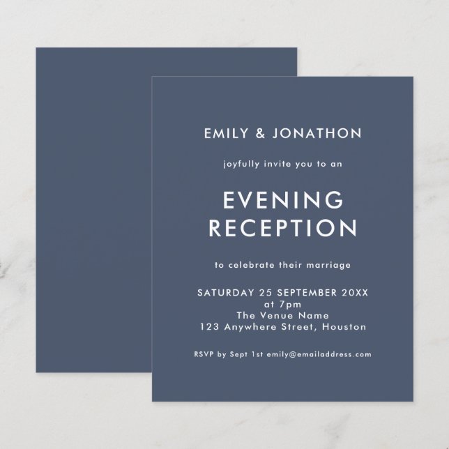 Papier Budget Marine Mariage soirée invitation de récepti (Devant / Derrière)