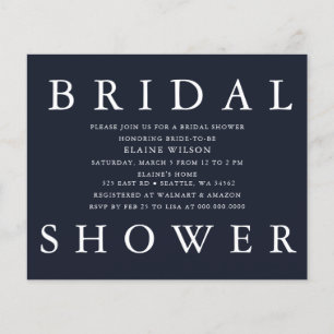Papier Budget Marine moderne nuptiale douche Invitation
