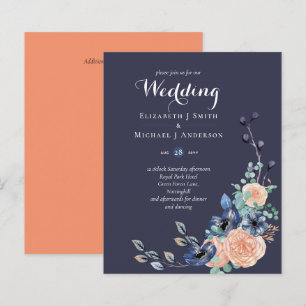 Papier BUDGET Marine Pêcher le Faire-part de mariage flor